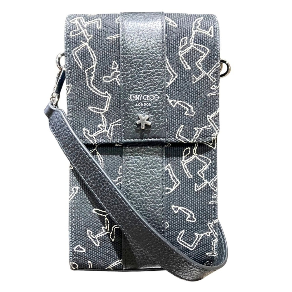 Jimmy Choo Eric Haze Phone Holder Shoulder Bag (Canvas x Leather)